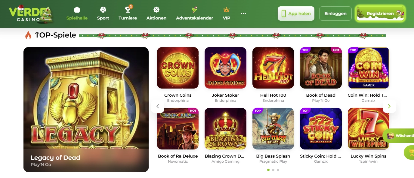 Verde Casino Spiele Auswahl